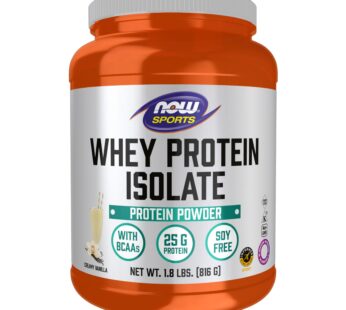 NOW Sports Nutrition, Whey Protein Isolate, 25 G With BCAAs, Creamy Vanilla Powder, 1.8-Pound