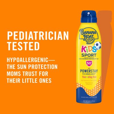 Banana Boat Kids Sport Sunscreen Spray SPF 50, Twin Pack | Kids Sunscreen Spray, Kids Sunblock Spray, Oxybenzone Free Sunscreen for Kids, Spray Sunscreen SPF 50, 6oz each - Image 3