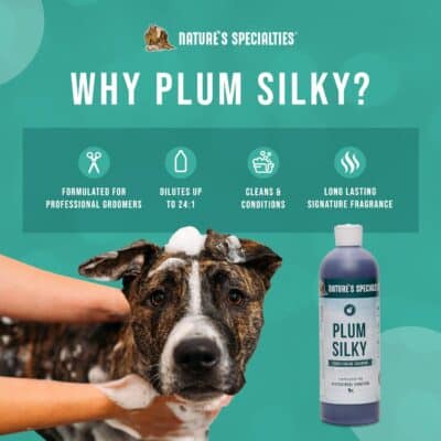 Nature's Specialties Plum Silky Ultra Concentrated Dog Shampoo Conditioner, Makes up to 3 Gallons, Natural Choice for Professional Pet Groomers, Silk Proteins, Made in USA, 16oz - Image 3