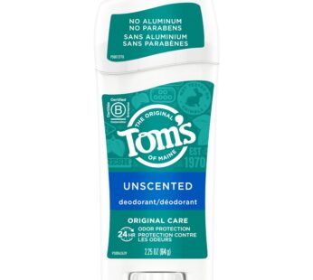 Tom’s of Maine Original Care Natural Deodorant Unscented 2.25 Oz (Pack of 6) (Packaging May Vary)