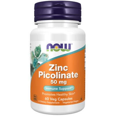 NOW Supplements, Zinc Picolinate 50 mg, Supports Enzyme Functions*, Immune Support*, 60 Veg Capsules