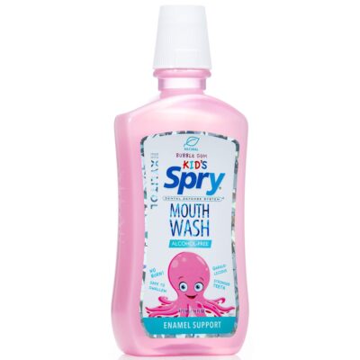 Spry Xylitol Mouthwash Fluoride Free with Enamel Support, Gentle, Natural Bubble Gum - 16 fl oz (Pack of 1)