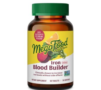 MegaFood Blood Builder Minis – Iron Supplement Clinically Shown to Increase Iron Levels Without Side Effects – Iron with Vitamin C, Vitamin B12 & Folic Acid – Vegan – 60 Tablets (30 Servings)