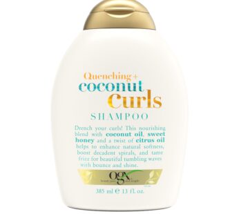 OGX Quenching + Coconut, Curl-Defining Shampoo, Hydrating & Nourishing Curly Hair Shampoo with Coconut Oil, Citrus Oil & Honey, Paraben, Sulfate-Free Surfactants, 13 floz