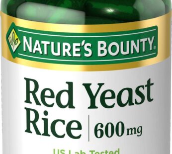 Nature’s Bounty Red Yeast Rice Pills and Herbal Health Supplement, Dietary Additive, 600mg, 120 Capsules