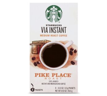 Starbucks VIA Instant Coffee Medium Roast Packets ? Pike Place Roast ? 1 box (8 packets)