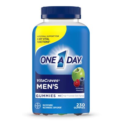 One A Day Men?s Multivitamin Gummies, Multivitamin for Men with Vitamin A, C, D, E, Calcium & More To Support Healthy Muscle Function, Gummies, 230 Count