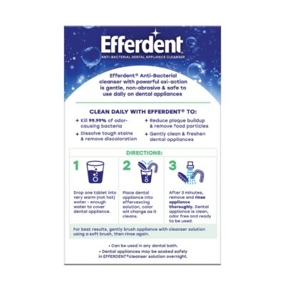 Efferdent Retainer Cleaning Tablets, Denture Cleanser Tablets for Dental Appliances, Fresh & Clean, Minty Fresh, 90 Tablets - Image 7