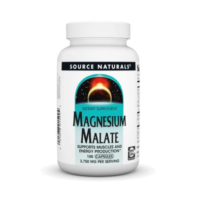Source Naturals Magnesium Malate 3750 mg Per Serving Essential Magnesium Malic Acid Supplement - 100 Capsules