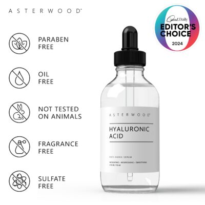 Asterwood Pure Hyaluronic Acid Serum for Face - Plumping, Anti-Aging & Hydrating - Fragrance-Free, Pairs Well with Vitamin C Face Serum & Hylunaric Acid Moisturizer, 118ml/4 oz - Image 3