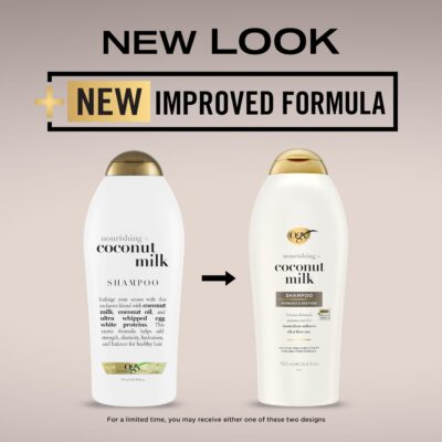 OGX Nourishing + Coconut Milk Shampoo, Hydrating & Restoring Shampoo Moisturizes for Soft Hair After the First Use, Paraben-Free, Sulfate-Free Surfactants, 25.4 fl. oz - Image 2