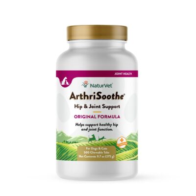 NaturVet ArthriSoothe Hip & Joint Formula Pet Supplement for Dogs & Cats ? Includes Glucosamine, MSM, Chondroitin, Boswellia, Green Lipped Mussel ? Supports HIPS, Joints ? 500 Ct.