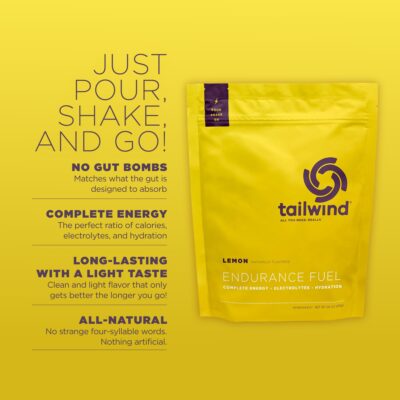 Tailwind Nutrition Endurance Fuel, Electrolyte & Hydration Sports Drink Mix Powder, Gluten-Free, Vegan, Lemon, 30 Servings - Image 2