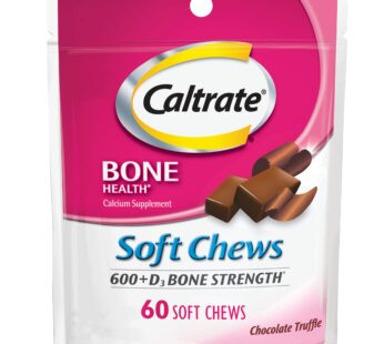 Caltrate Soft Chews 600 Plus D3 Calcium Vitamin D Supplement, Chocolate Truffle – 60 Count(Packaging May Vary)