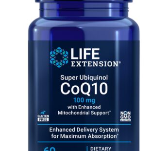 Life Extension Super Ubiquinol CoQ10 with Enhanced Mitochondrial Support, ubiquinol CoQ10, shilajit, potent heart health & cellular energy production support, ultra-absorbable, gluten-free, 60 softgel