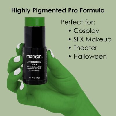 Mehron Makeup CreamBlend Stick | Face Paint, Body Paint, & Foundation Cream Makeup | Body Paint Stick .75 oz (21 g) (Green) - Image 3