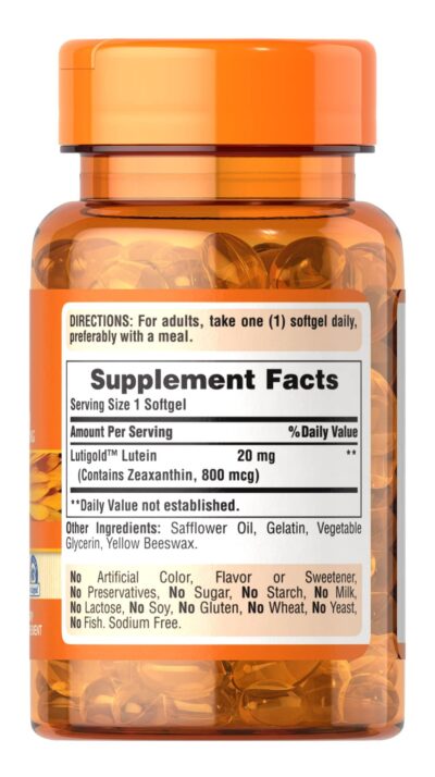 Puritan's Pride Lutein 20 mg with Zeaxanthin Softgels, Supports Eye Health, 120 Count - Image 3