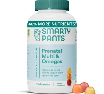 SmartyPants Prenatal Vitamins for Women, Multivitamin Gummies: Omega 3 Fish Oil (EPA/DHA), Biotin, Methylfolate, Vitamin D3, C, Vitamin B12, B6, Vitamin A, K & Zinc, 120 Count (30 Day Supply)