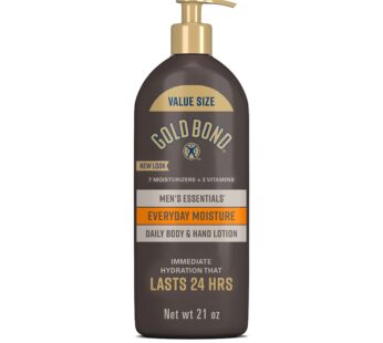 Gold Bond Men’s Essentials Everyday Moisture Daily Body & Hand Lotion, 21 oz., With Vitamin C