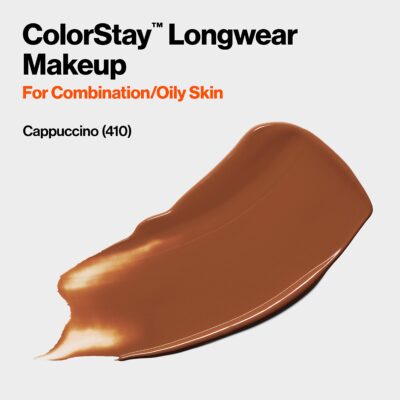 Revlon Liquid Foundation, ColorStay Face Makeup for Combination & Oily Skin, SPF 15, Medium-Full Coverage with Matte Finish, Cappuccino (410), 1.0 oz - Image 2