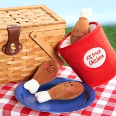 ZippyPaws - Food Buddies Burrow, Interactive Squeaky Hide and Seek Plush Dog Toy - Bucket of Chicken - Image 3