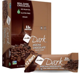 NuGo Dark Mocha Chocolate, 11g Vegan Protein, 200 Calories, Gluten Free,12 Count (Pack of 1)