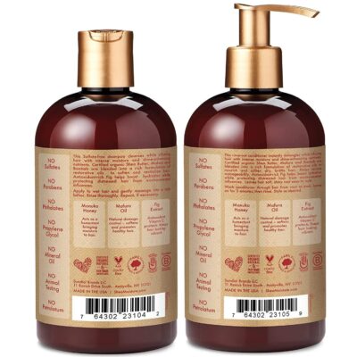 SheaMoisture Shampoo and Conditioner Set, Manuka Honey, Mafura Oil, Baobab Oil & Fig Extract, Hydrate + Replenish, Vitamin C, Sulfate Free & Hair Color Safe, Deep Conditioning, 13 Fl Oz Ea - Image 4