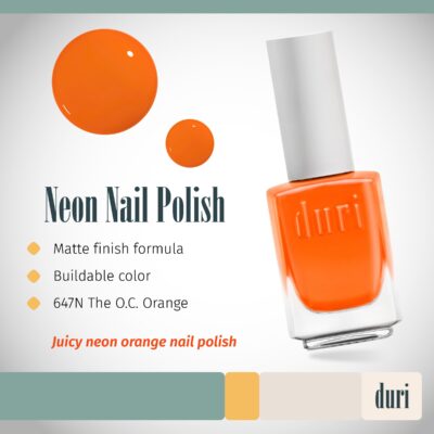 duri 647N The O.C. Orange, Neon Orange Nail Polish, Matte Finish, Quick Drying, 0.45 Fl Oz - Image 2