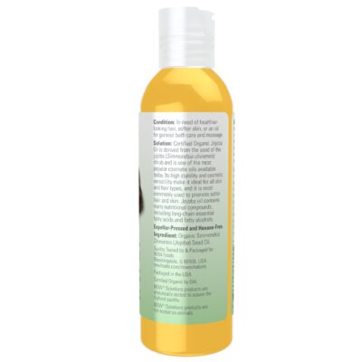 NOW Solutions, Organic Jojoba Oil, Moisturizing Multi-Purpose Oil for Face, Hair and Body, 4-Ounce - Image 2