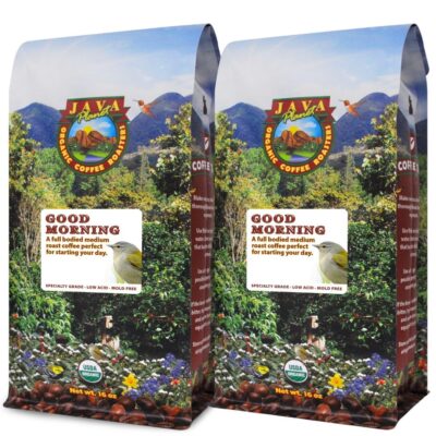 Java Planet Organic, Good Morning Blend Medium Roast, Smooth Full Flavored Organic Coffee Beans, Low Acid, Whole Bean Coffee Two 1LB Bags
