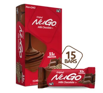 NuGo Protein Bar, Chocolate, 11g Protein, 170 Calories, Gluten Free, 15 Count