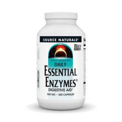 Source Naturals Essential Enzymes 500mg, Bio-Aligned Multiple Enzyme Supplement Herbal Defense for Digestion, Gas, Constipation & Bloating Relief - Supports A Strong Immune System* - 360 Capsules