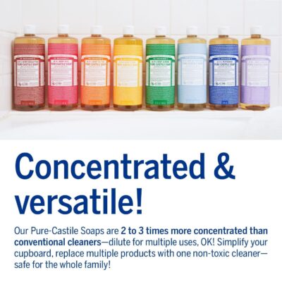 Dr. Bronner's - Pure-Castile Liquid Soap (Baby Unscented, 32 ounce, 2-Pack) - Made with Organic Oils, 18-in-1 Uses: Face, Hair, Laundry and Dishes, For Sensitive Skin and Babies, No Added Fragrance - Image 5