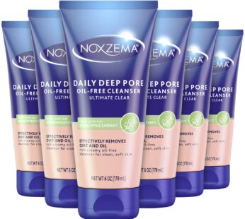Noxzema Ultimate Clear Daily Deep Pore Oil-Free Cleanser for Soft, Smooth Skin – Noxzema Daily Face Wash for Women and Men, Noxzema Facial Cleanser for Acne Prone Skin, 6 Oz Ea (Pack of 6)