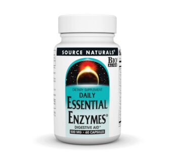 Source Naturals Essential Enzymes 500mg Bio-Aligned Multiple Enzyme Supplement Herbal Defense for Digestion, Gas, Constipation & Bloating Relief – Supports A Strong Immune System – 60 Capsules