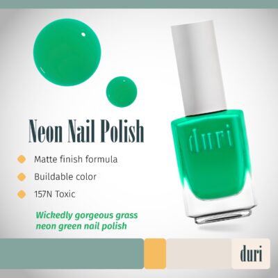 duri 157N Toxic - Neon Green Nail Polish, Matte Finish, Quick Drying, 0.45 Fl Oz - Image 2