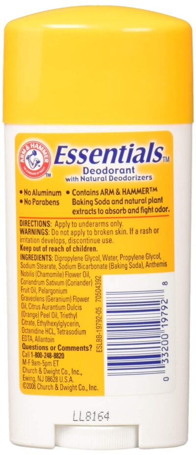Arm & Hammer Essentials Natural Solid Deodorant, Unscented, 2.5 Ounce (Pack of 5) - Image 2