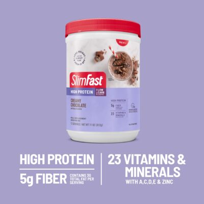 SlimFast High Protein Meal Replacement Shake Powder, Advanced Nutrition Smoothie Mix, Digestive Support, Gluten Free, Creamy Chocolate, 20g of Protein, 24 Servings (Packaging May Vary) - Image 4