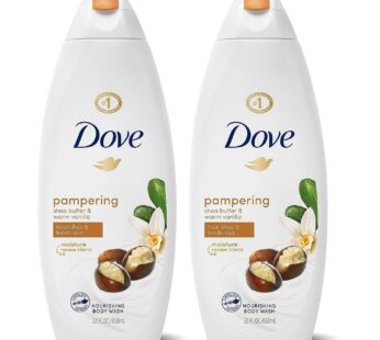 Dove Pampering Body Wash Nourishes & Feeds Skin Shea Butter with Warm Vanilla Effectively Washes Away Bacteria While Nourishing Your Skin 44.0 Fl Oz, (Pack of 2)