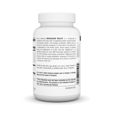 Source Naturals Magnesium Malate 3750 mg Per Serving Essential Magnesium Malic Acid Supplement - 100 Capsules - Image 3