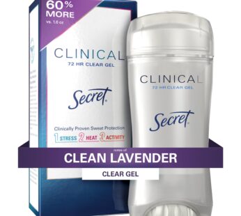 Secret Clinical Strength Antiperspirant Deodorant for Women Clean Lavender Scent Clear Gel 2.6 Oz