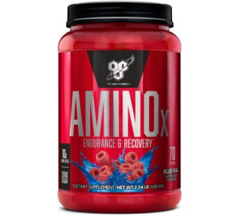 BSN Amino X Muscle Recovery & Endurance Powder with BCAAs, Intra Workout Support, 10 Grams of Amino Acids, Keto Friendly, Caffeine Free, Flavor: Blue Raz, 70 Servings (Packaging May Vary)