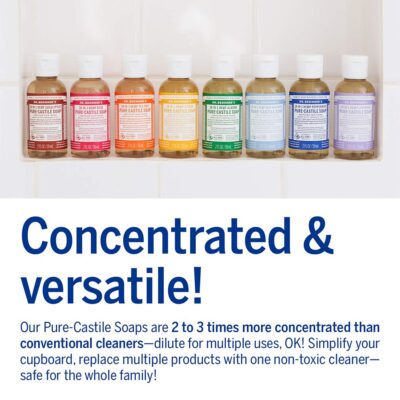 Dr. Bronner's - Pure-Castile Liquid Soap (Peppermint, Travel Size, 2 ounce) - Made with Organic Oils, 18-in-1 Uses: Face, Body, Hair, Laundry, Pets and Dishes, Concentrated, Vegan, Non-GMO - Image 5