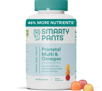 SmartyPants Prenatal Vitamins for Women, Multivitamin Gummies: Omega 3 Fish Oil (EPA/DHA), Biotin, Methylfolate, Vitamin D3, C, Vitamin B12, B6, Vitamin A, K & Zinc, 80 Count (20 Day Supply)