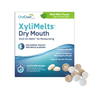 OraCoat XyliMelts Dry Mouth Relief Moisturizing Oral Adhering Discs Mild Mint with Xylitol, for Dry Mouth, Stimulates Saliva, Non-Acidic, Day and Night Use, Time Release for up to 8 Hours, 40 Count