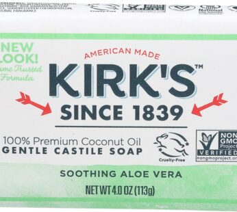 Kirk’s Original Coco Castile Bar Soap Soothing Aloe Vera 4 Ounces (1 Pack)