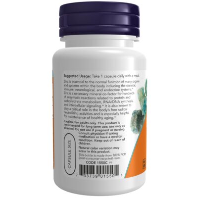 NOW Supplements, Zinc Picolinate 50 mg, Supports Enzyme Functions*, Immune Support*, 60 Veg Capsules - Image 3