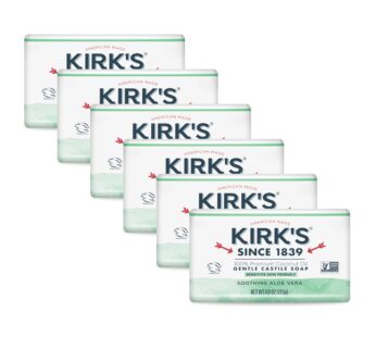 Kirk’s Castile Bar Soap for Men, Women & Children – Made with Premium Coconut Oil, Sensitive Skin Formula, Vegan, Non GMO, Aloe Vera, 4 oz. Bars 6 Pack