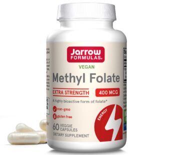 Jarrow Formulas Extra Strength Methyl Folate 400 mcg, Dietary Supplement for Cardiovascular and Neurologic Health Support, 60 Veggie Capsules, 60 Day Supply