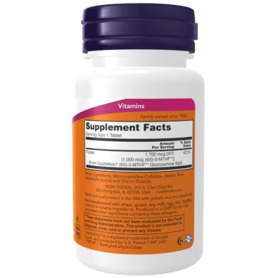 NOW Supplements, Methyl Folate 1,000 mcg, Metabolically Active Folate*, Co-Enzyme B Vitamin, 90 Tablets - Image 2